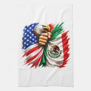 Hispanic Heritage Month USA Mexico Flag Tea Towel