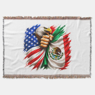 Hispanic Heritage Month USA Mexico Flag Throw Blanket