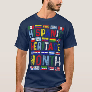 Hispanic Heritage Month Vintage Latino Countries F T-Shirt
