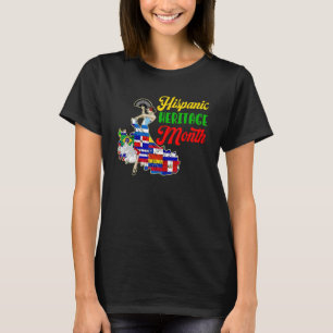 Hispanic Heritage Month Women Latino Country Flags T-Shirt