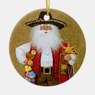 Hispanic Mexican Southwestern Texan Santa Claus Ceramic Tree Decoration