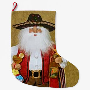 Hispanic Mexican Southwestern Texan Santa Claus Large Christmas Stocking