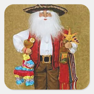 Hispanic Mexican Southwestern Texan Santa Claus Square Sticker