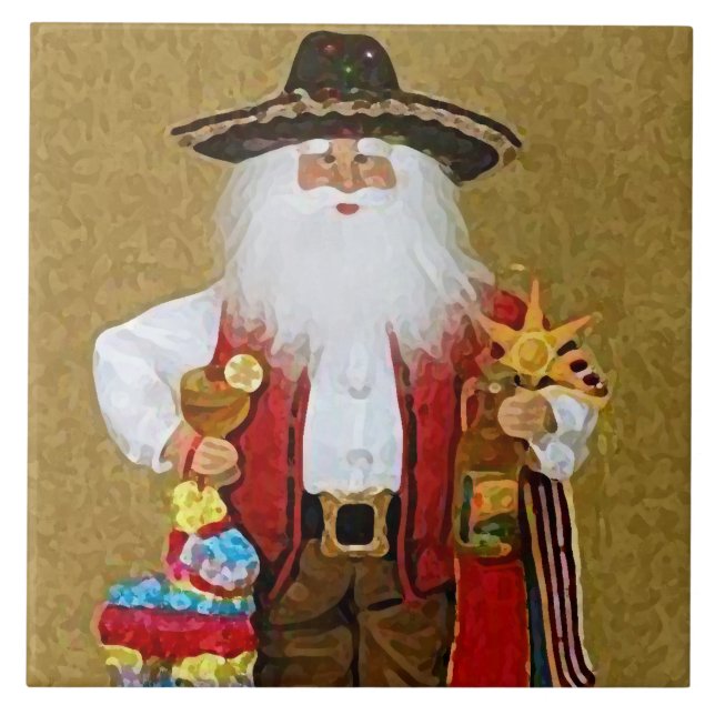 Hispanic Mexican Southwestern Texan Santa Claus Tile (Front)