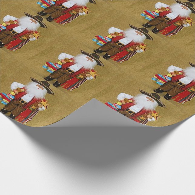Hispanic Mexican Southwestern Texan Santa Claus Wrapping Paper (Corner)