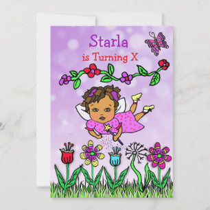 Hispanic or African-American Fairy Birthday Invitation