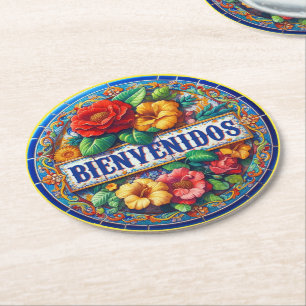 Hispanic Southwest WELCOME Round Paper Coaster