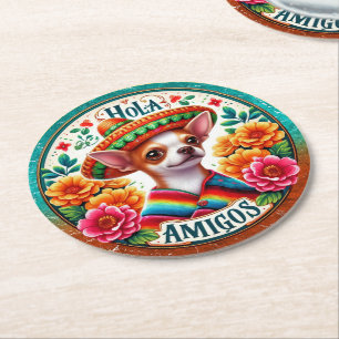 Hispanic Southwest WELCOME Round Paper Coaster