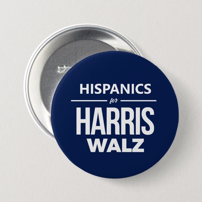 Hispanics for Harris Walz 7.5 Cm Round Badge (Front & Back)