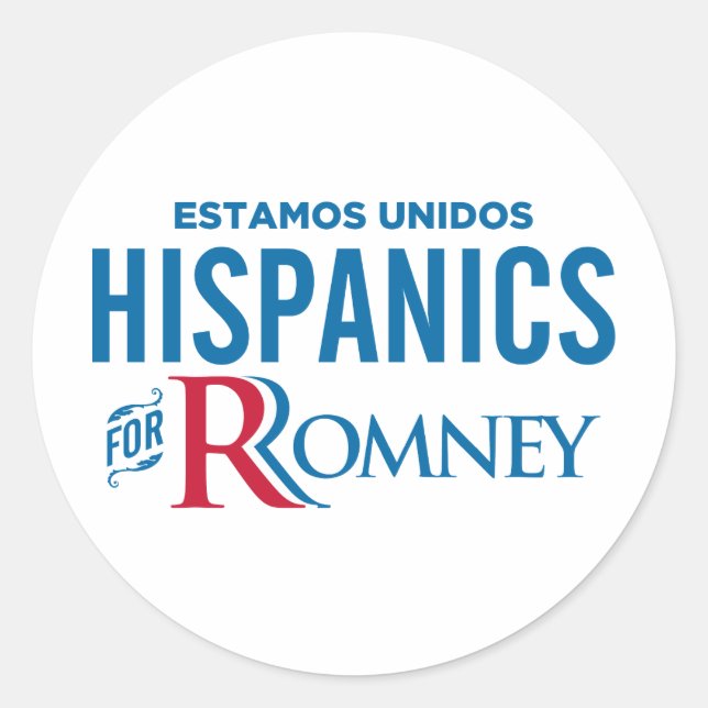 Hispanics for Romney Classic Round Sticker (Front)