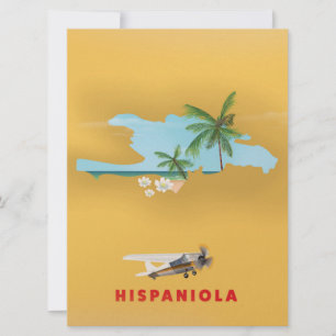 Hispaniola Map illustrated print. Invitation