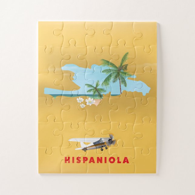 Hispaniola Map illustrated print. Jigsaw Puzzle (Vertical)
