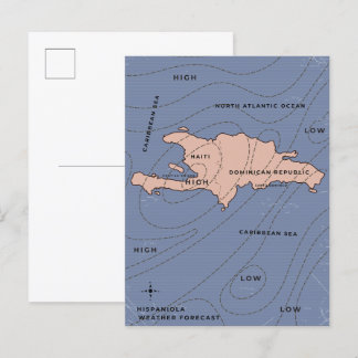 Hispaniola Weather map Invitation Postcard