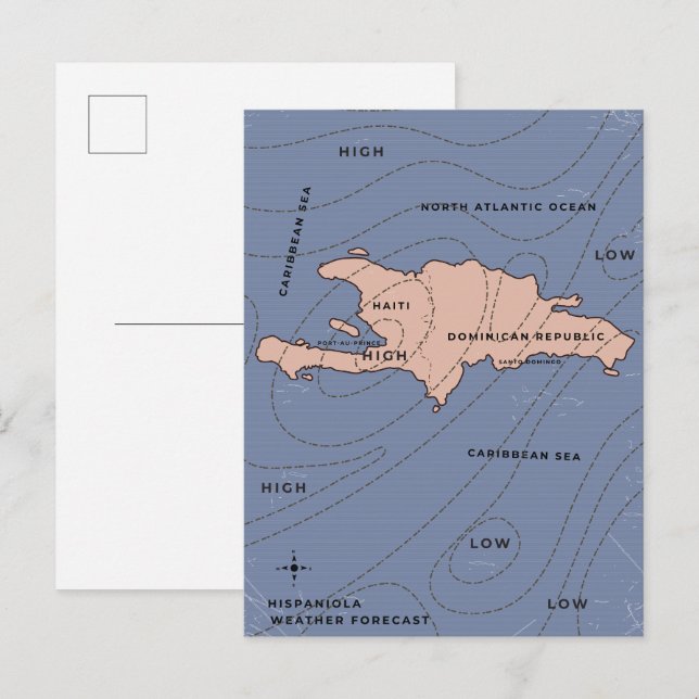 Hispaniola Weather map Invitation Postcard (Front/Back)