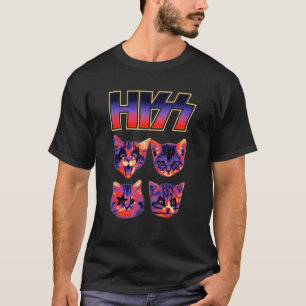 Hiss Cat Cats Kittens Rock Music Cat Hiss 13 T-Shirt