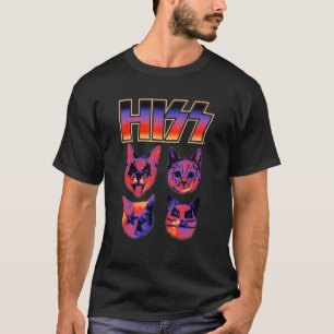 Hiss Cat Cats Kittens Rock Music Cat Hiss 1 T-Shirt