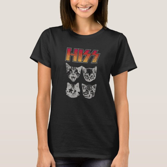 Hiss Cat  Cats Kittens Rock Music Cat  Hiss  1 T-Shirt (Front)