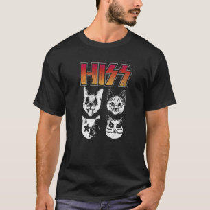 Hiss Cat Cats Kittens Rock Music Cat Hiss 3 T-Shirt