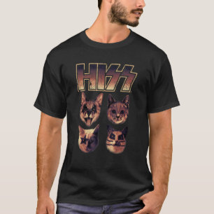 Hiss Cat Cats Kittens Rock Music Cat Hiss 8 T-Shirt