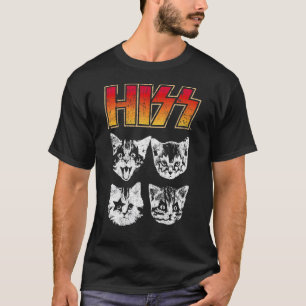 Hiss Cat Cats Kittens Rock Music Cat Hiss T-Shirt