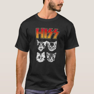 Hiss Cat Cats Kittens Rock Music Cat Hiss T-Shirt