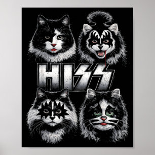 Hiss Cat Funny Kittens Rock Music Lovers Birthday Poster