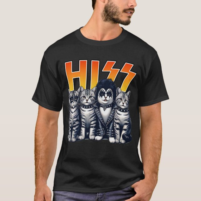 Hiss Cats Rock Kittens Rocking Music Cat Lovers T-Shirt (Front)