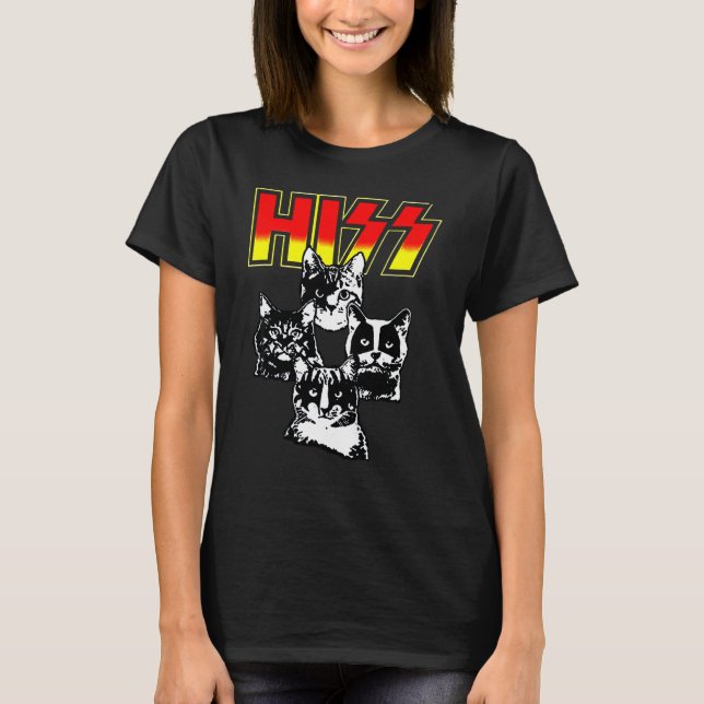 Hiss  Cute Cat Mum Kitten Cats  Rock  Tee (Front)