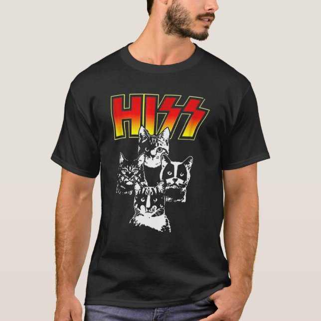 Hiss  Cute Cat Mum Kitten Cats  Rock  Tee (Front)