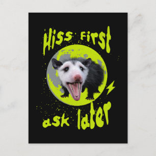 Hiss First Ask Later Funny Opossum Humour  Postcard