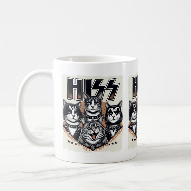 HISS Funny Cat Band Parody Cat Lovers & Pet Owners Coffee Mug (Left)