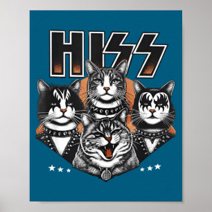 Hiss Funny Cats Kittens Rock Rockin Funny Cat  Poster