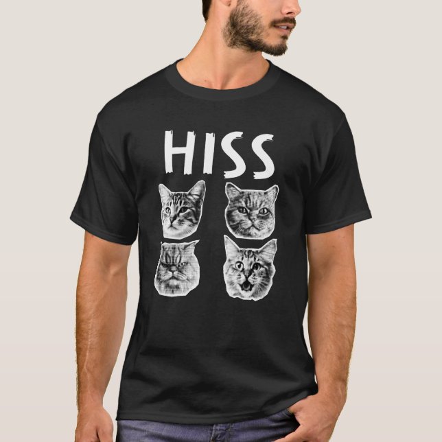 HISS (KISS) cat retro T-Shirt (Front)