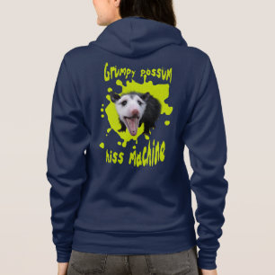 Hiss Machine Funny Grumpy Opossum Feral Humour Hoodie