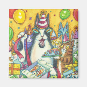 Hiss N' Fitz Cat BIRTHDAY MAGNET Square *Customise