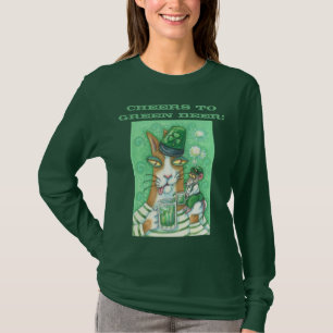 Hiss N Fitz Cat GREEN BEER LONG SLEEVE T SHIRT