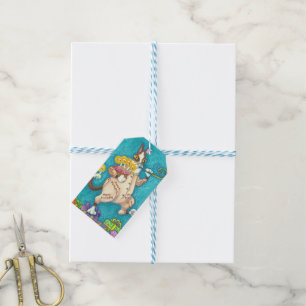 HISS N' FITZ CAT IN BIRTHDAY SUIT, CAKE & CANDLES GIFT TAGS