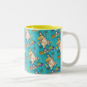 HISS N' FITZ CAT IN BIRTHDAY SUIT, CAKE & CANDLES Two-Tone COFFEE MUG