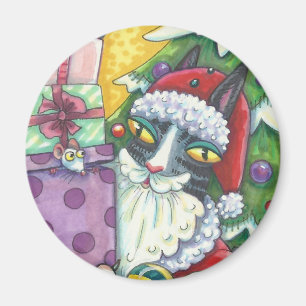 Hiss N' Fitz CAT SANTA CHRISTMAS MAGNET