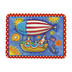 HISS N' FITZ CATS 4TH OF JULY ZEPPELIN Funny Magne Magnet