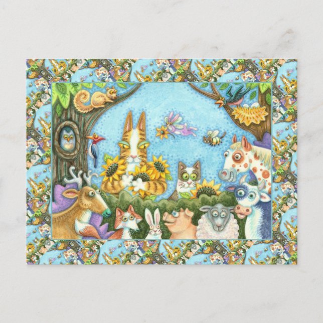 HISS N' FITZ CATS AND MENAGERIE OF FRIENDS, FUNNY POSTCARD (Front)