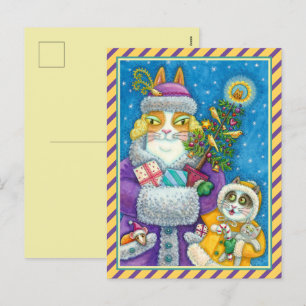 HISS N' FITZ CATS CHRISTMAS SHOPPING, FEATHER TREE HOLIDAY POSTCARD