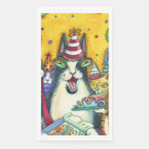 HISS N' FITZ CATS, KITTENS, MICE, FUNNY BIRTHDAY NAPKIN