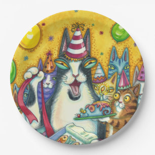 HISS N' FITZ CATS, KITTENS, MICE, FUNNY BIRTHDAY PAPER PLATE