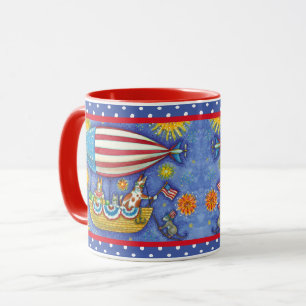 HISS N' FITZ CATS & MOUSE IN 4TH OF JULY ZEPPELIN MUG