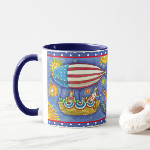 HISS N' FITZ CATS & MOUSE IN 4TH OF JULY ZEPPELIN  MUG