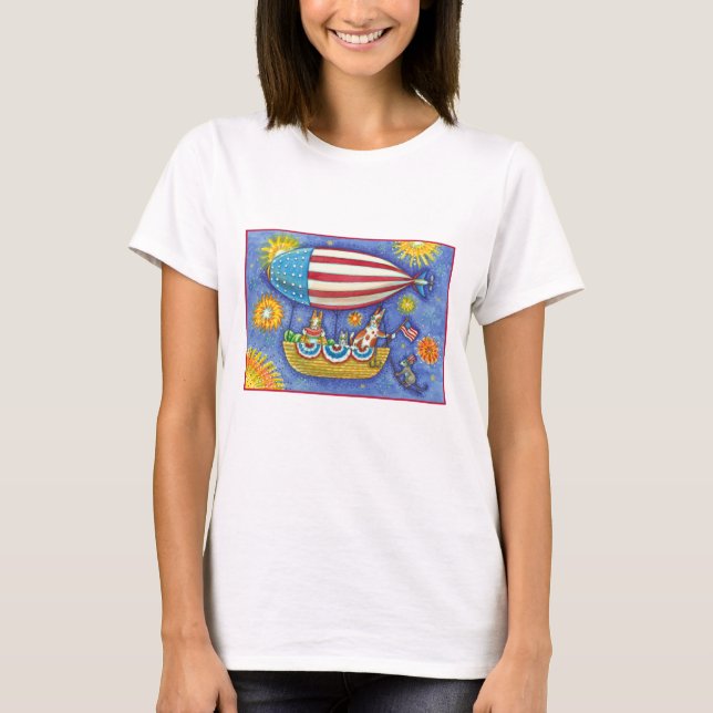 HISS N' FITZ CATS & MOUSE IN 4TH OF JULY ZEPPELIN T-Shirt (Front)
