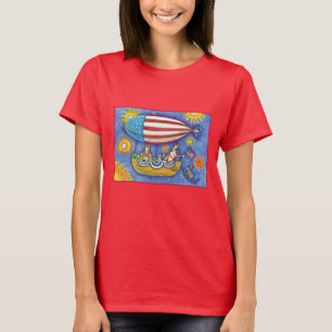 HISS N' FITZ CATS & MOUSE IN 4TH OF JULY ZEPPELIN T-Shirt