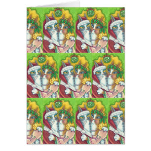 HISS N' FITZ CATS, SANTA CHRISTMAS GREETING CARD B