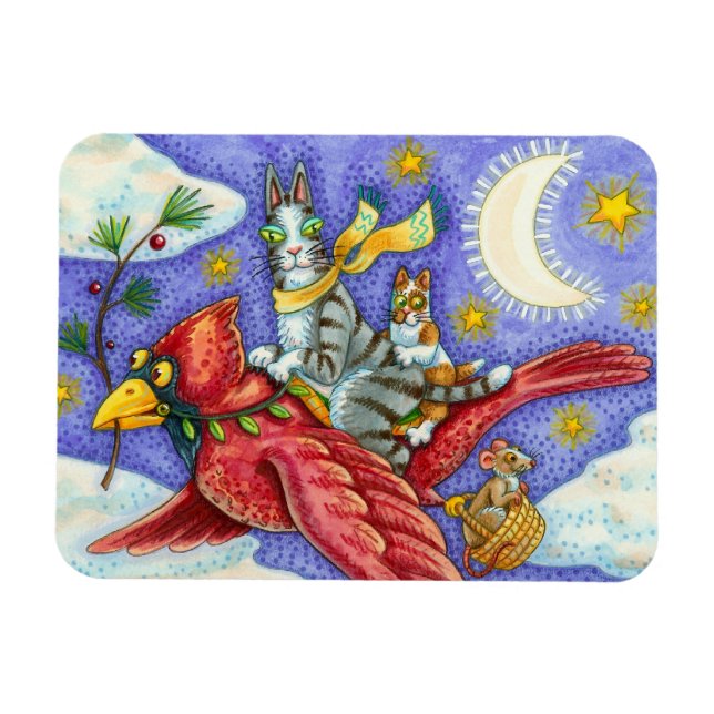 HISS N' FITZ FUNNY CATS, GIANT CHRISTMAS CARDINAL  MAGNET (Horizontal)